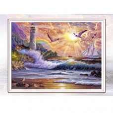 STEVE SUNDRAM GREETING CARD Lighthouse Rainbow